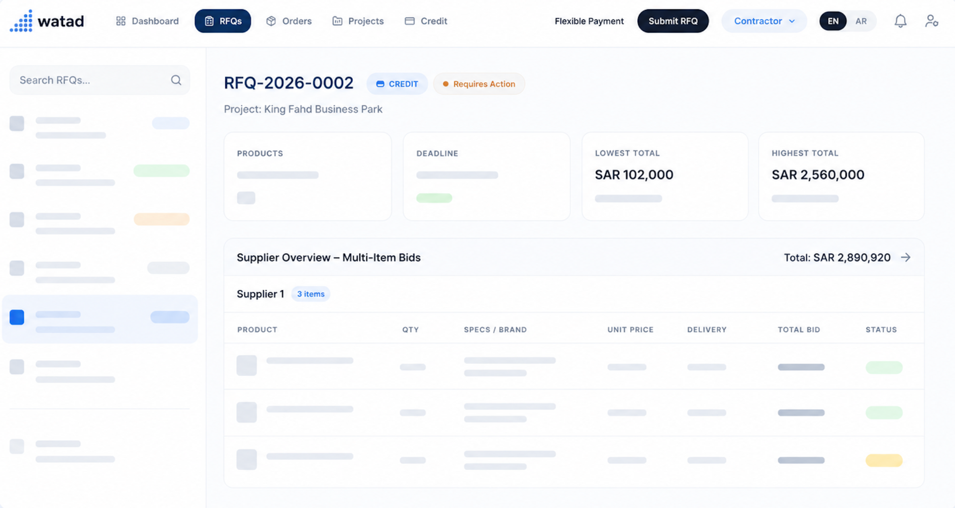 Watad platform — supplier offers comparison